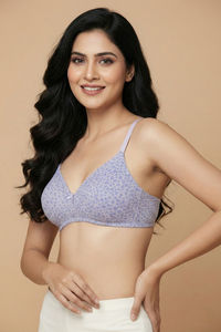 Zivame Padded Non Wired Medium Coverage Tshirt Bra - Slightly Heart Purple — thumbnail 2